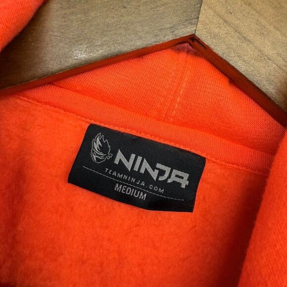 Ninja Sweatshirt Men's Medium Neon Pink Hoodie Embroidered Spellout Gaming Merch - Picture 7 of 11